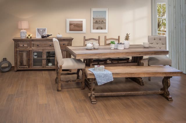 International Furniture Marquez Brown Rectangular Counter Height Table With 4 Wooden Barstools Set-4