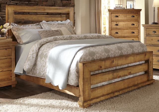 Progressive® Furniture Willow Distressed Pine Slatted King Bed-1