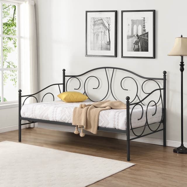 Milton Green Stars Dark Gray Victoria Metal Twin Daybed-1