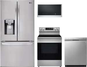 LG 4 Piece Kitchen Package-Stainless Steel featuring a built in dishwasher, microwave, electric range, and a refrigerator