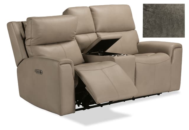 Flexsteel® Jarvis Gray Power Reclining Console Loveseat-1