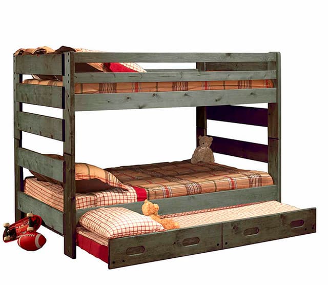 Trendwood Inc. Bunkhouse Wrangler Driftwood Twin/Twin Bunk Bed-0