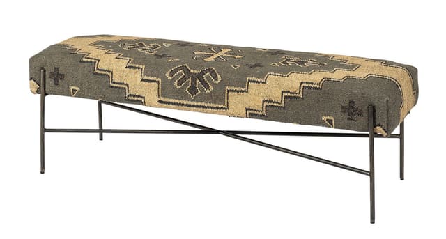 Mercana Avery Rustic Patterned Fabric Bench-0