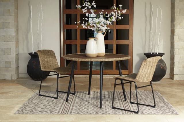 Signature Design by Ashley® Amaris Brown/Black Outdoor Dining Table and 2 Chairs-1