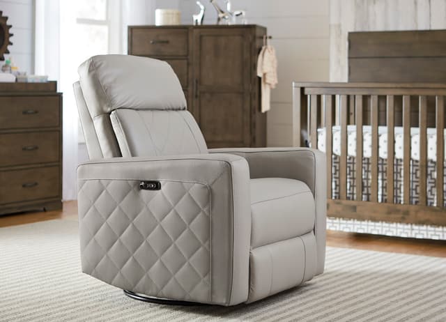 Intercon Gray Swivel Glider Power Recliner-1