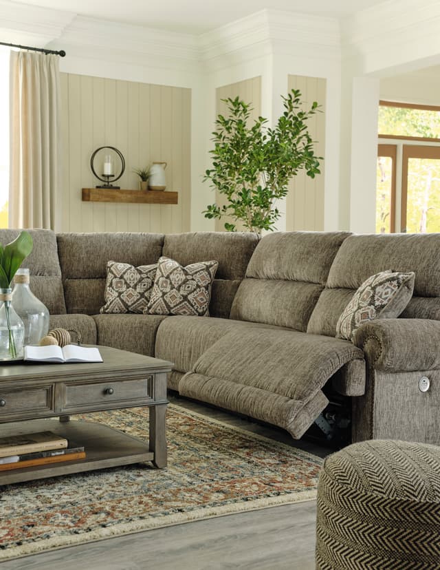 Signature Design by Ashley® Taupe Lubec 6-Piece Power Reclining Sectional-4