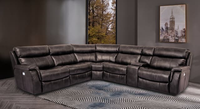 Cheers Prestige Leather 6 Piece Power Reclining Sectional with Power Headrest-3