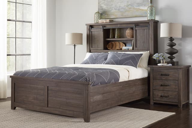 Jofran Inc. Madison County Barnwood King Barn Door Storage Bed-1