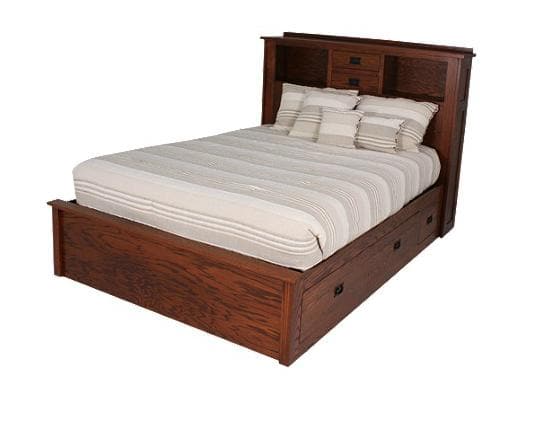 Daniel's Amish Solid Wood Queen Storage Bookcase Bed-0