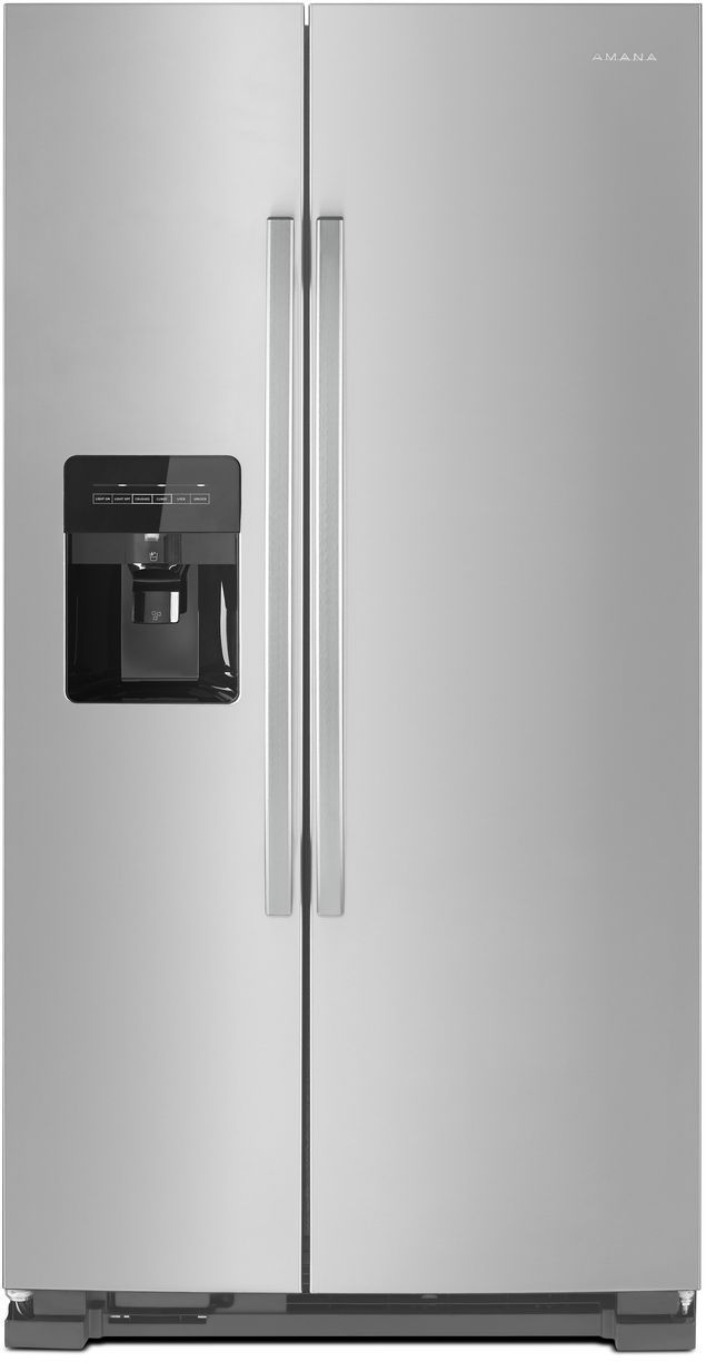 Amana 24 57 Cu Ft Black On Stainless Side By Side Refrigerator