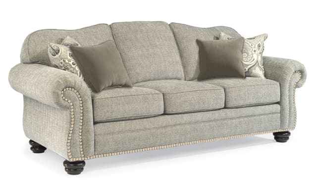 Flexsteel® Bexley One Tone Fabric Sofa with Nailhead Trim-0
