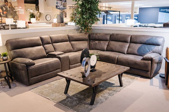 GRAY SUEDE RECLINING SECTIONAL 6 PC-1