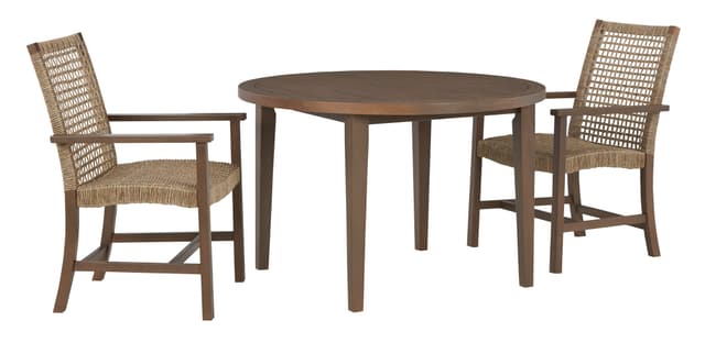 Signature Design by Ashley® Germalia Brown Outdoor Dining Table and 2 Arm Chairs-0