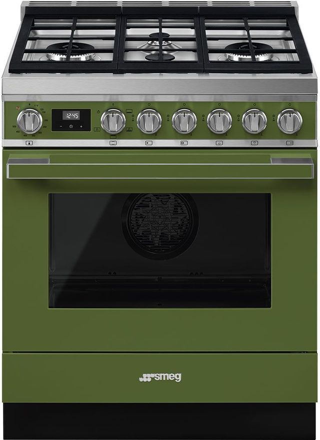 Smeg Portofino Aesthetic 30 Olive Green Pro Style Gas Range