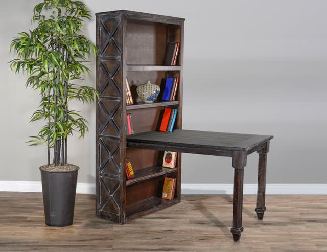 Sunny Designs European Dark Charcoal Gray Bookcase and Desk Return-0