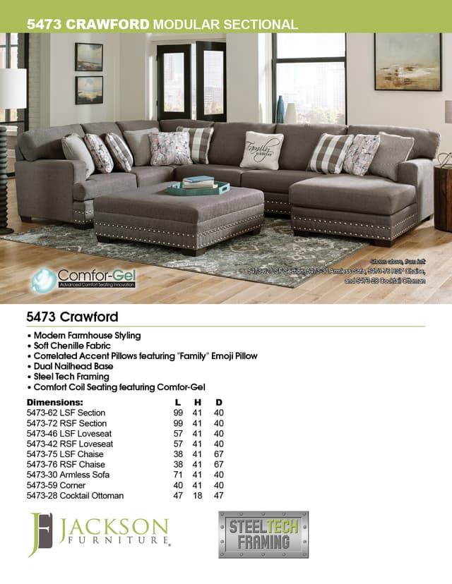 Jackson Crawford 3 Piece Modular Chaise Sectional-3