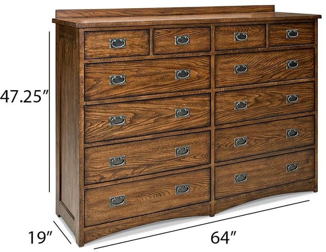 Intercon Oak Park Mission 12 Drawer Dresser and Mirror-3