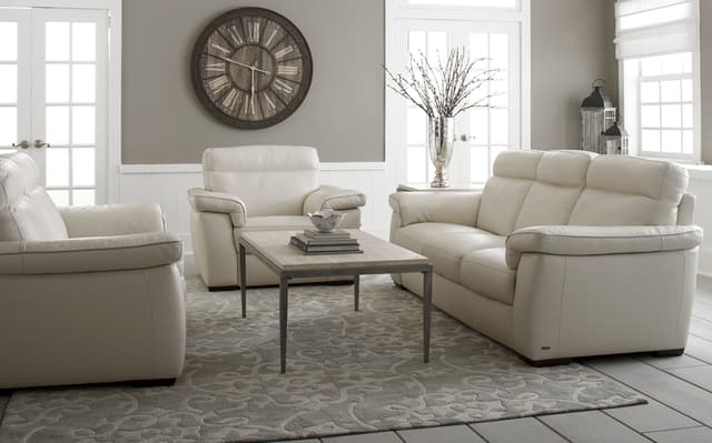 Natuzzi Editions Living Room Large White Italian Leather Sofa-2