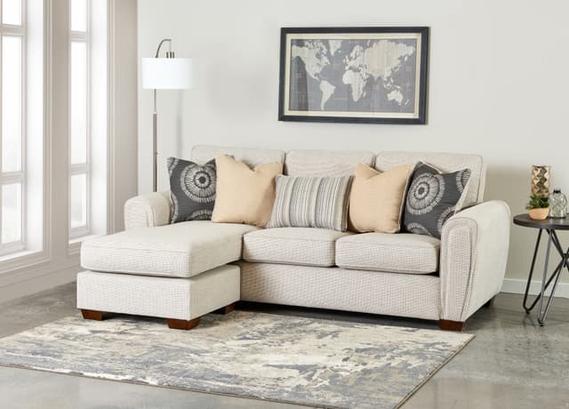 Wood House Upholstery Creme Mason Chaise Sofa-2
