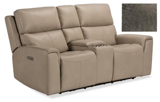 Flexsteel® Jarvis Gray Power Reclining Console Loveseat-0