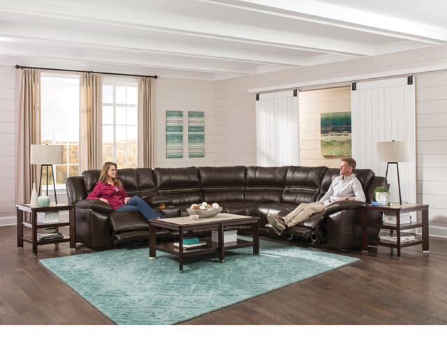 Catnapper® Bergamo Italian Leather 6 Piece Power Reclining Sectional-0