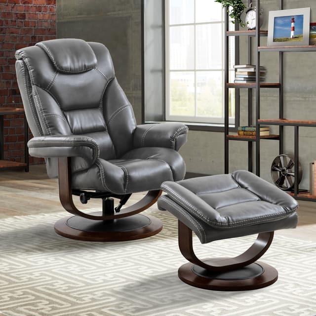 Parker House® Monarch Flint Manual Reclining Swivel Chair and Ottoman-1