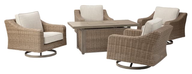 Signature Design by Ashley® Beachcroft Beige 5 Piece Fire Pit Set-0