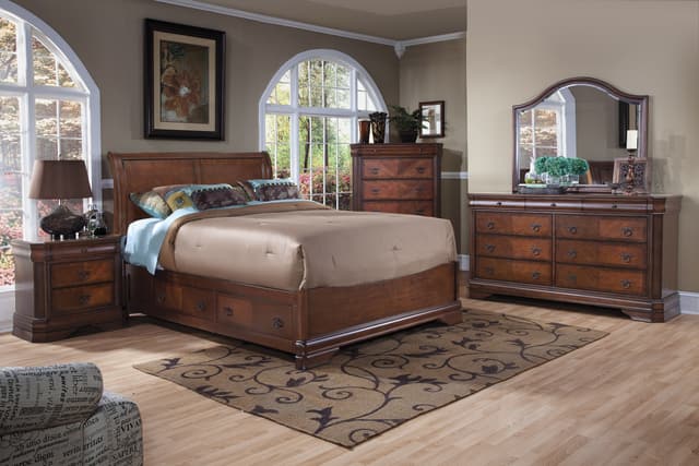 New Classic® Furniture Sheridan Burnished Cherry Queen Storage Sleigh Bed-0
