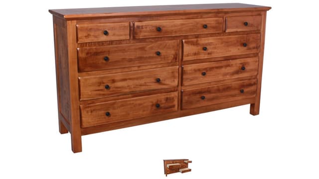 Daniel's Amish® Lewiston Solid Wood 9 Drawer Dresser and Mirror-3