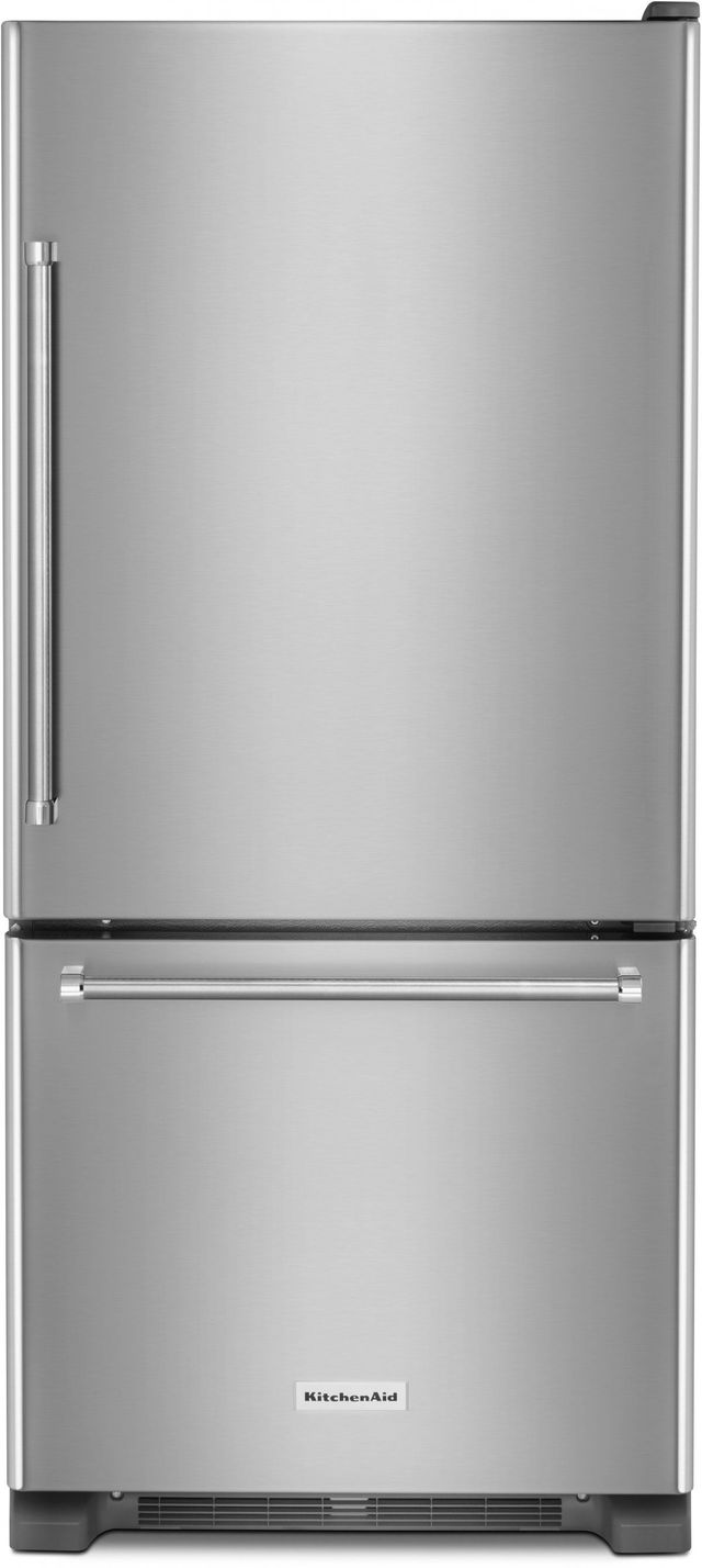 KitchenAid 1867 Cu Ft Stainless Steel Bottom Freezer Refrigerator KRBR109ESS Home Appliances