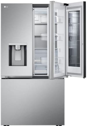 LG French door refrigerator with door ajar
