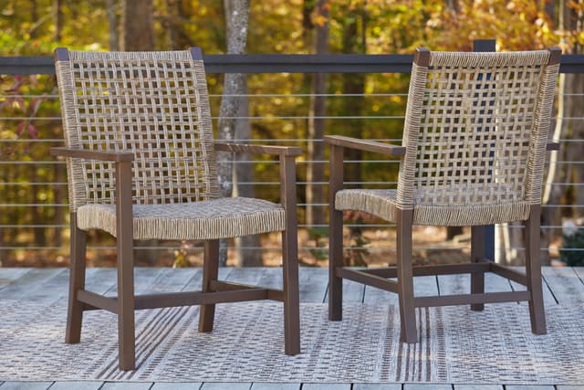 Signature Design by Ashley® Germalia Brown Outdoor Dining Table and 2 Arm Chairs-2