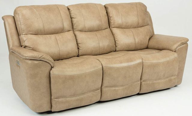 beige leather power reclining sofa