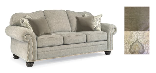 Flexsteel® Bexley One Tone Fabric Sofa with Nailhead Trim-1
