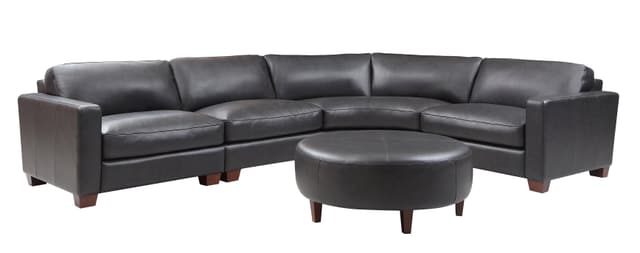 Leather Italia Georgetowne Brent Charcoal 4 Piece Sectional-1