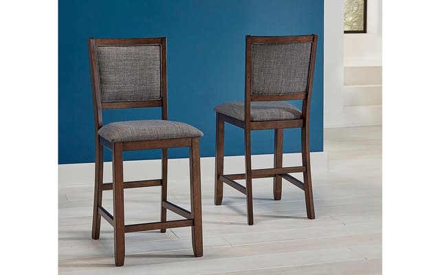 A-America® Chesney Falcon Brown High-Low Convertible Height Storage Table and 6 Stools-2