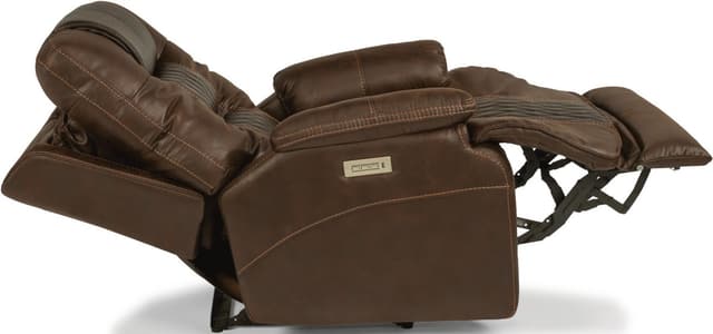 Flexsteel® Dakota Dark Brown Power Recliner with Power Headrest and Lumbar-4