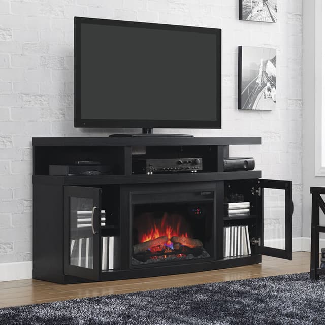 ClassicFlame® Cantilever Entertainment Stand with 26" 3D Infrared Quartz Fireplace Insert-2
