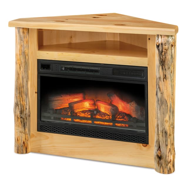 Fireside Log Furniture Amish Rustic Pine Corner Entertainment Stand-0