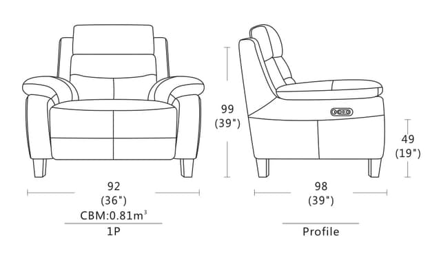 Violino 32946 Fabric Power Recliner with Power Headrest-1