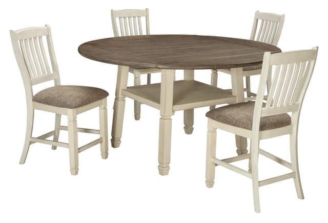 Signature Design by Ashley® Bolanburg 5 Piece Brown/White Dining Set with Round Drop Leaf Counter Table-2