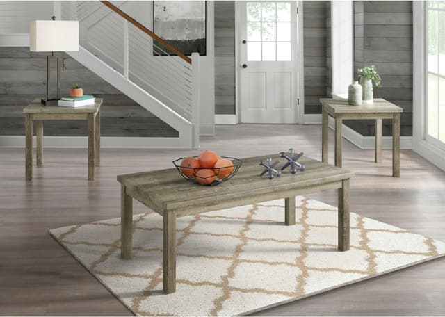 Elements International 3 Piece Occasional Oak Lawn Living Room Table Set-1