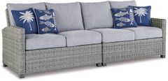 Signature Design by Ashley® Naples Beach 2-Piece Light Gray Polyester/Wicker Outdoor Sectional