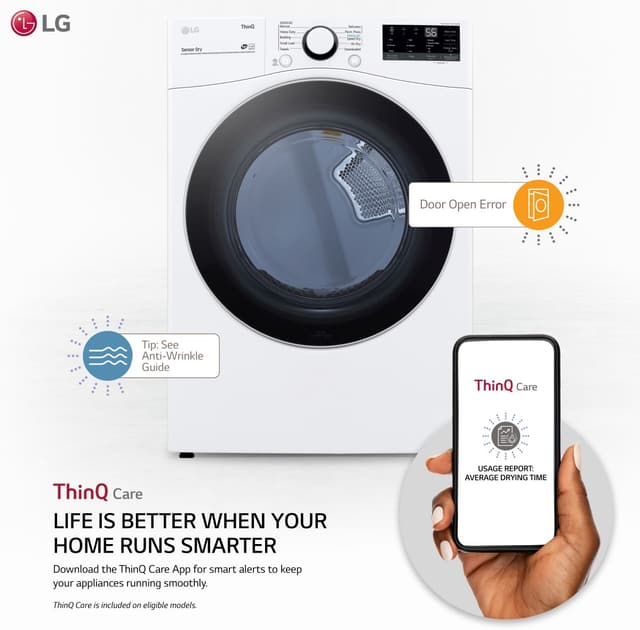 LG 7.4 Cu. Ft. White Front Load Electric Dryer-1