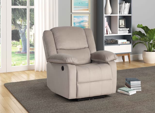 Milton Green Stars Light Brown Fabric Power Recliner-1