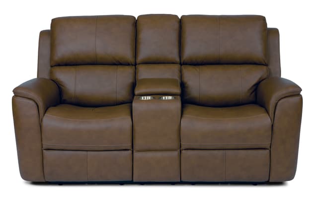 Flexsteel® Henry Brown Power Reclining Loveseat with Console & Power Headrests & Lumbar-0