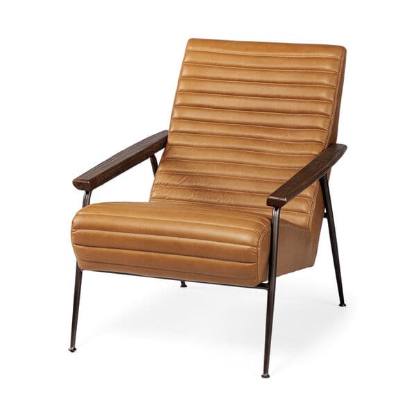 Mercana Grosjean Tan Leather Wrap Accent Chair-0