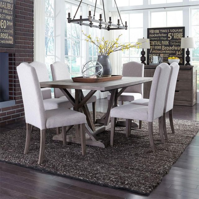 Liberty Furniture Carolina Lakes 7 Piece Weathered Gray Trestle Carolina Lakes 7 Piece Weathered Gray