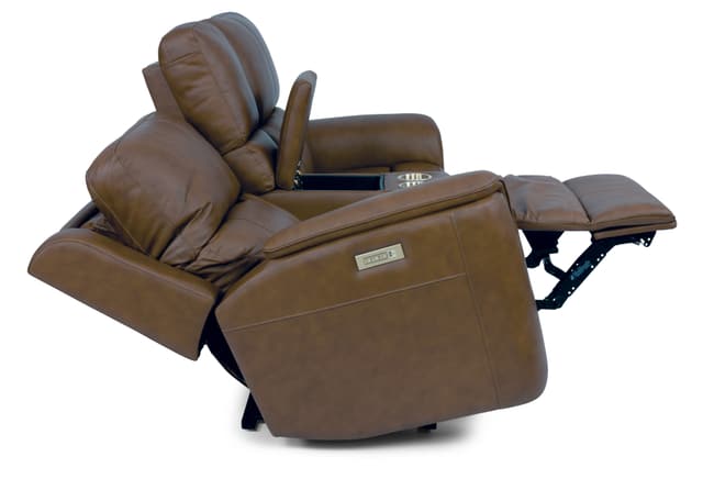 Flexsteel® Henry Brown Power Reclining Loveseat with Console & Power Headrests & Lumbar-4