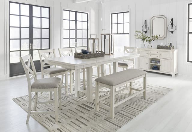 Signature Design by Ashley® Robbinsdale 6-Piece Antique White Counter Height Dining Table Set-0